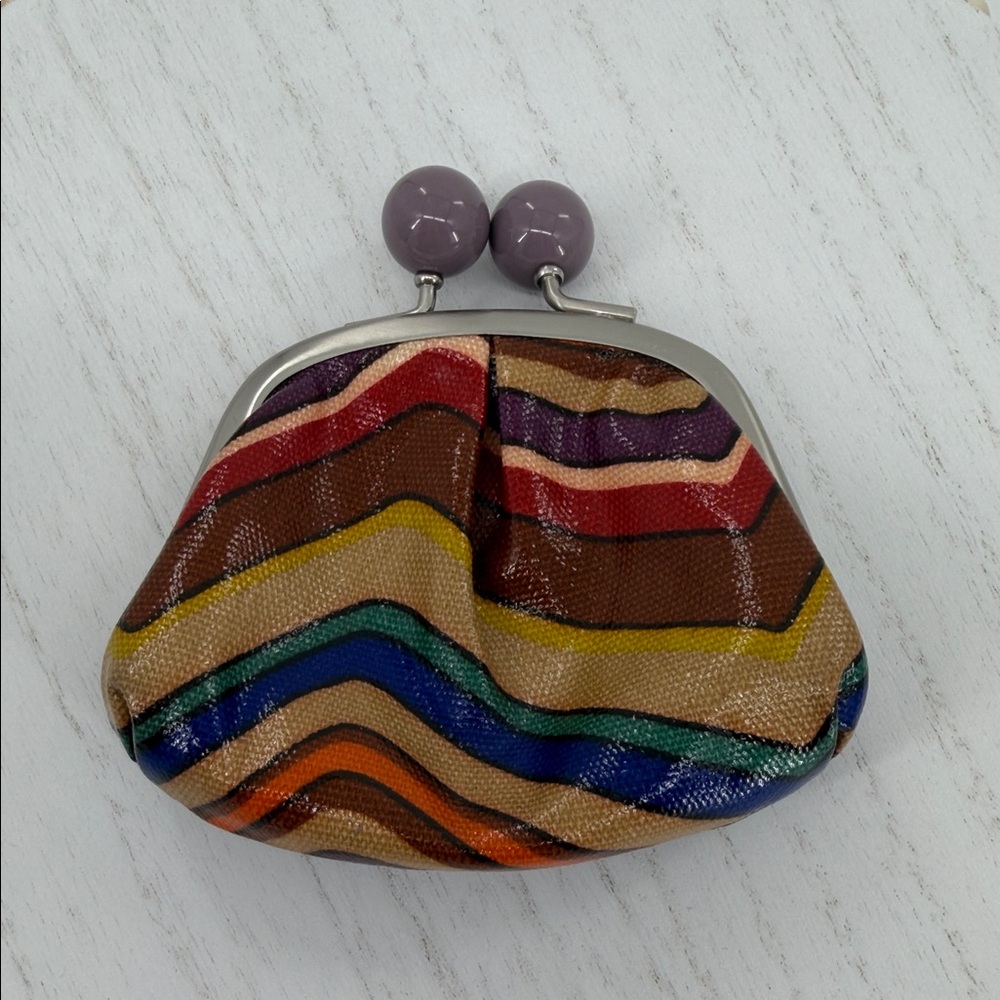 Multicolor Wave Pattern Kiss-Lock Coin Purse - Small Women’s Bag